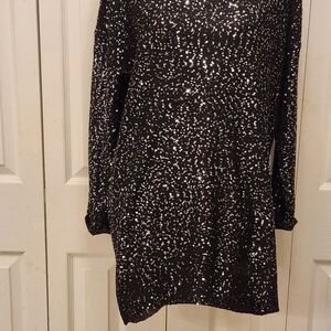 DKNY Straight Black Sequin Dress